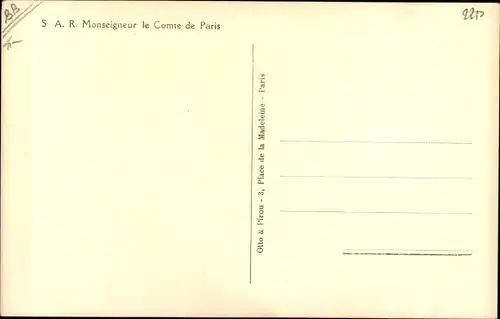 Ak Monseigneur le Comte de Paris, Französischer Adel, Anzug, Krawatte