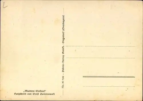 Künstler Ak Dombrowski, Ernst, Mutters Einkauf, Holzschnitt