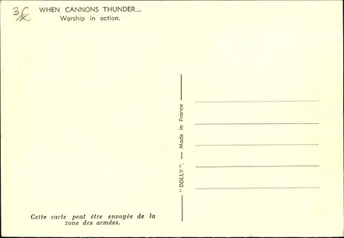 Ak Quand les Canons tonnent, Navire de guerre en pleine action, Kriegsschiff, Geschütz, 2. WK