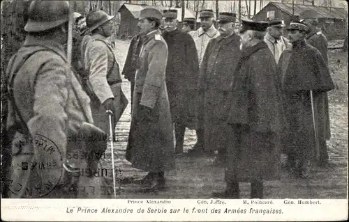 Ak La Prince Alexandre de Serbie sur le front des Armees francaises