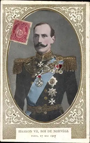 Präge Passepartout Ak Haakon VII, Roi de Norvege
