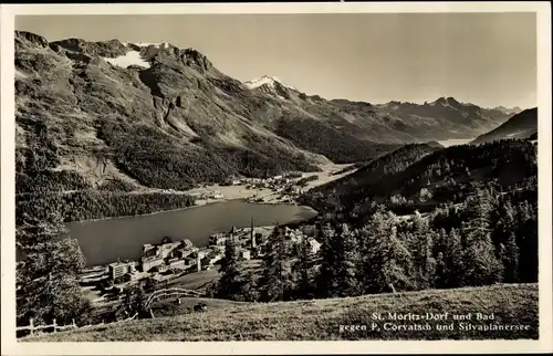 Ak Sankt Moritz Kanton Graubünden, Dorf und Bad, Silvaplanersee