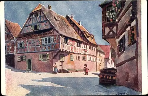 Künstler Ak Hansi, Jean Jacques Waltz, Gumbrechtshoffen Gumbrechtshofen Oberbronn Elsass Bas Rhin