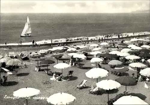 Ak Lavagna Liguria Italien, Strand