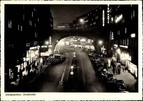 Ak Stockholm Schweden, Kungsgatan bei Nacht