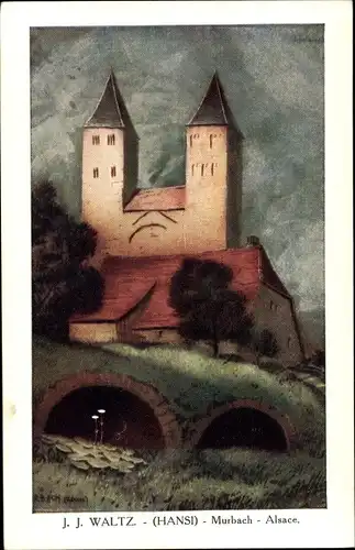 Künstler Ak Hansi Jean Jacques Waltz, Murbach Elsass Haut Rhin, Kirche