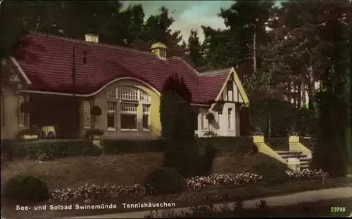 Ak Świnoujście Swinemünde Pommern, See und Solbad, Tennishäuschen