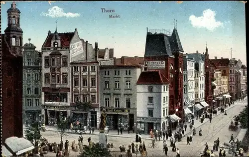Ak Toruń Thorn Westpreußen, Markt, Straßenpartie, Kaufhaus, Inh. M. S. Leiser, Geschäft