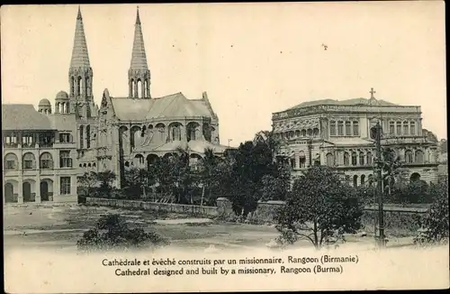 Ak Rangun Rangoon Myanmar, Cathédrale et évêché construits par un missionnaire