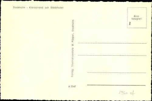 Ak Stockholm Schweden, Klarastrand och Stadshuset