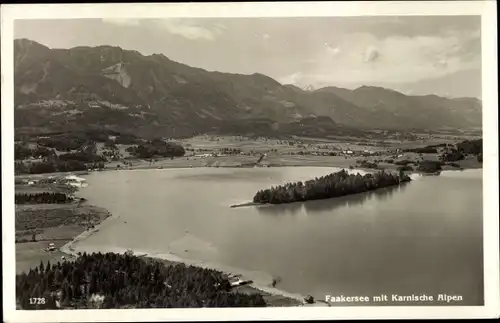 Ak Egg Villach in Kärnten, Blick auf den Faakersee mit Karnische Alpen