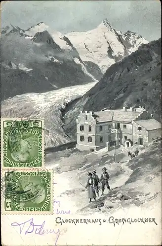 Künstler Ak Compton, Edward Theodore, Kärnten, Glocknerhaus und Großglockner