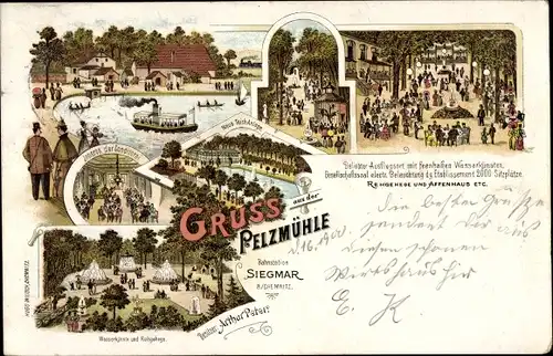 Litho Siegmar Chemnitz in Sachsen, Pelzmühle, Konditorei, Teichanlage