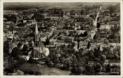 Ak Burgstädt in Sachsen, Fliegeraufnahme, Kirche, Umgebung