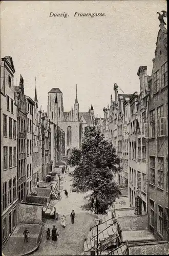 Ak Gdańsk Danzig, Frauengasse, Blick zur St. Marienkirche