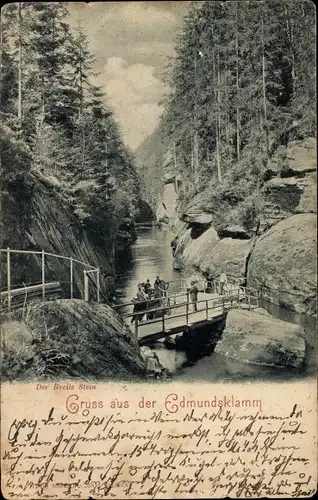 Ak Hřensko Herrnskretschen Elbe Region Aussig, Edmundsklamm, Kamnitzklamm, Aussichtsplattform