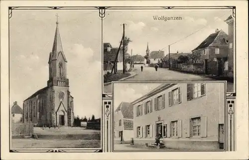 Ak Wolfgantzen Wolfganzen Elsass Haut Rhin, Straßenpartie, Kirche