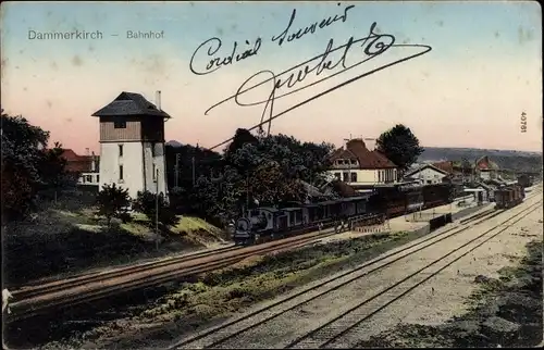 Ak Dannemarie Dammerkirch Elsass Haut Rhin, Bahnhof, Gleisansicht