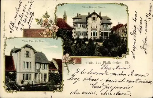 Ak Pfaffenhoffen Pfaffenhofen Elsass Bas Rhin, Villa Doctor Moritz, Villa Vve. Doctor Moritz
