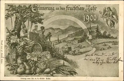 Litho Lahr im Schwarzwald Baden, Erinnerung an das fruchtbare Jahr 1900