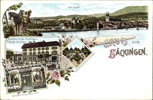 Litho Bad Säckingen am Hochrhein, Gasthof zum Schützen, Broglie Borsinger