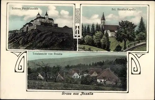 Ak Forchtenstein Burgenland Österreich, Schloss Forchtenstein, Sct. Rosalia Kapelle, Rosalia
