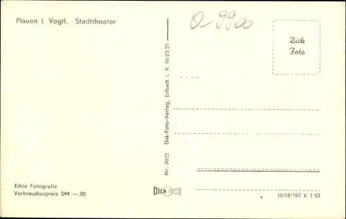 Ak Plauen im Vogtland, Stadttheater