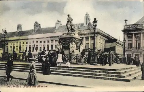 Ak Bruxelles Brüssel, Place des Martyrs, Denkmal