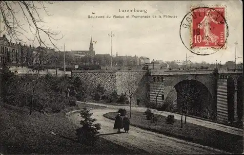 Ak Luxemburg Luxembourg, Boulevard du Viaduc et Promenade de la Petrusse