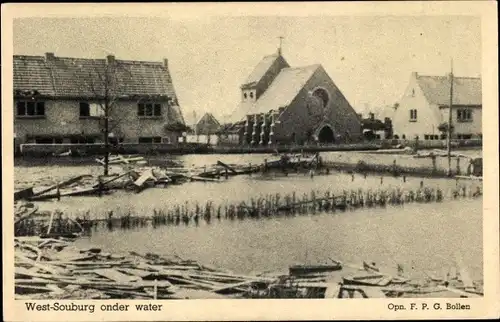 Ak West Souburg Zeeland, Watersnood