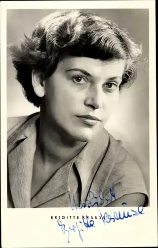 Ak Schauspielerin Brigitte Krause, Portrait, Hemdkragen, Autogramm