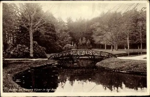 Ak Assen Drenthe Niederlande, De Nieuwe Vijver in het Bosch