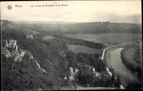 Ak Houx Wallonien Namur, Ruines de Poilvache, la Meuse