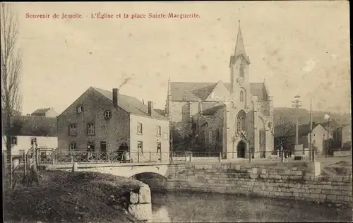 Ak Jemelle Wallonien Namur, l'Eglise et la place Sainte-Marguerite