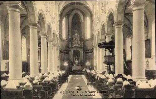 Ak Gand Gent Ostflandern, Begijnhof O.L. Vrouw, Kerk, binnenzicht