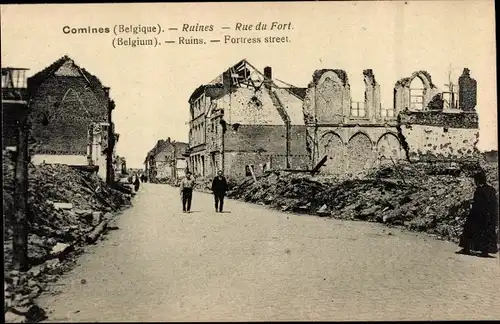 Ak Comines Wallonien Hennegau, Ruines, Rue du Fort