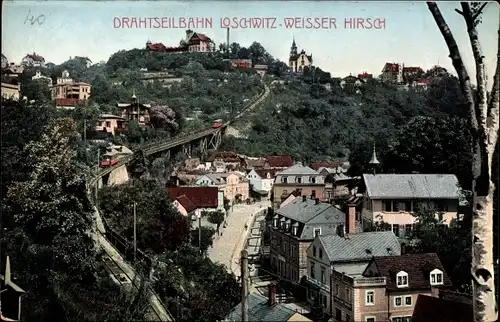 Ak Dresden, Drahtseilbahn Loschwitz-Weißer Hirsch