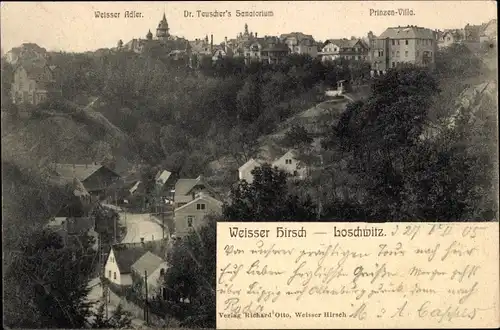 Ak Dresden Loschwitz Weißer Hirsch, Prinzen Villa, Weisser Adler, Dr. Teuschers Sanatorium