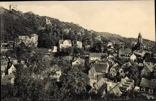 Ak Dresden Loschwitz, Teilansicht, Schwebebahn, Kirchturm