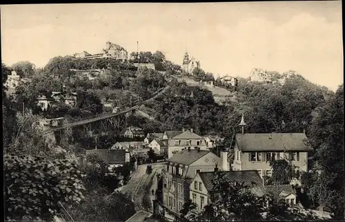 Ak Dresden Weißer Hirsch, Teilansicht, Standseilbahn, Kirchturm