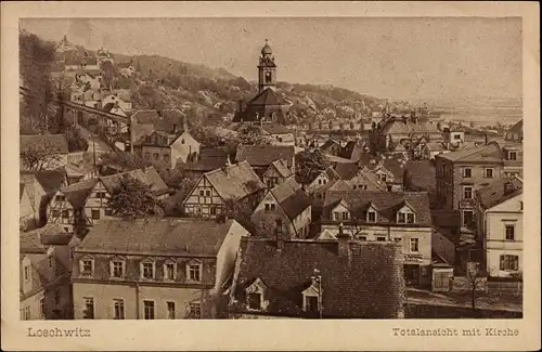 Ak Dresden Loschwitz, Totalansicht mit Kirche