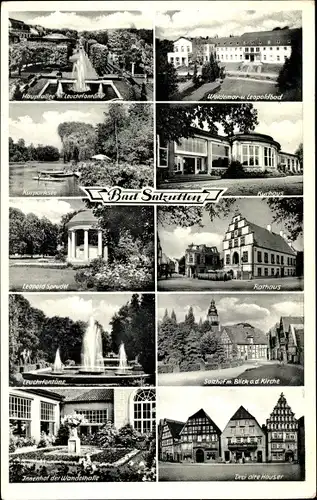 Ak Bad Salzuflen in Lippe, Hauptallee mit Leuchtfontäne, Leopold Sprudel, Rathaus, Kurparksee