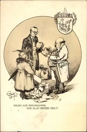 Künstler Ak Geilfus, H., Bad Nauheim in Hessen, Das Alle Herzen heilt, Doktor