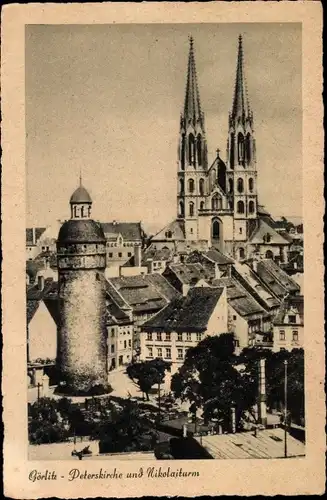 Ak Görlitz in der Lausitz, Peterskirche und Nikolaiturm