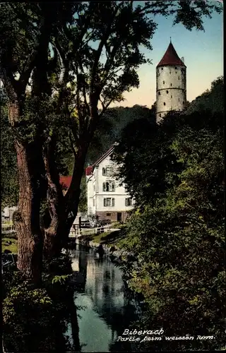 Ak Biberbach an der Riß, Weißer Turm, Gewässer