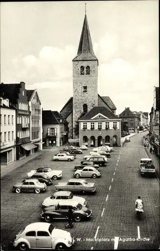 Ak Dorsten in Westfalen, Marktplatz mit Agathakirche, Autos