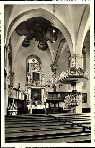 Ak Melle in Niedersachsen, Evangelische Kirche, Innenansicht, Kanzel, Altar