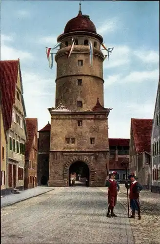 Ak Nördlingen in Schwaben, Löpsingertor, 1593 erneuert, Stadtwachen