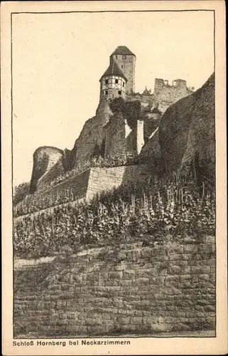 Ak Neckarzimmern im Neckartal, Schloss Hornberg, Außenansicht