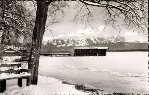 Ak Hersching am Ammersee, Wintermorgen am Ammersee, Schnee